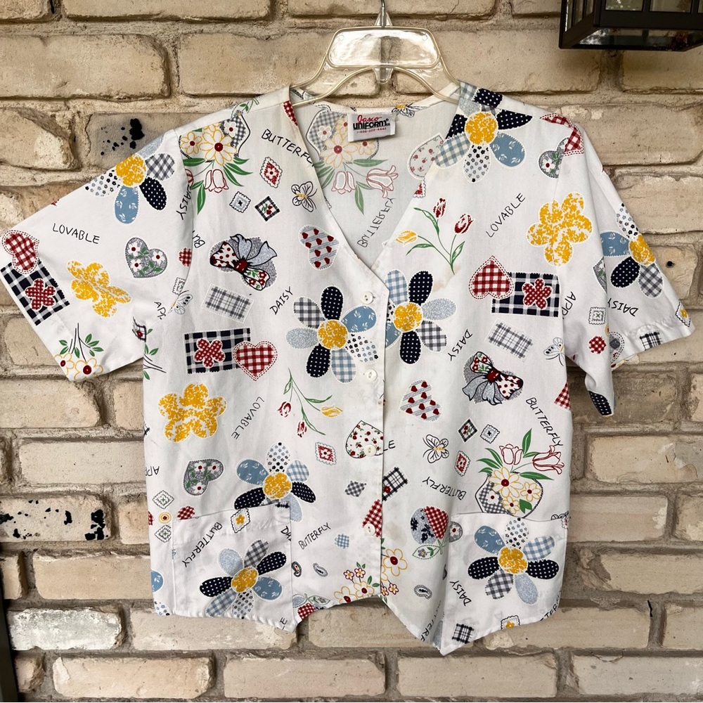 Jasco uniform nurse front button scrub top